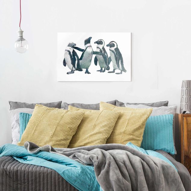 Wanddeko Schlafzimmer Illustration Pinguine Schwarz Weiß Aquarell