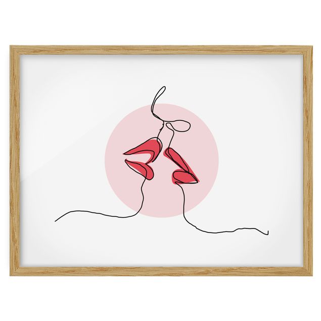 Wanddeko Esszimmer Lippen Kuss Line Art