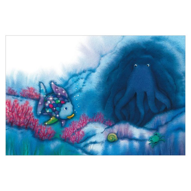 Wanddeko Jungenzimmer Der Regenbogenfisch - Tintenfisch in der Höhle