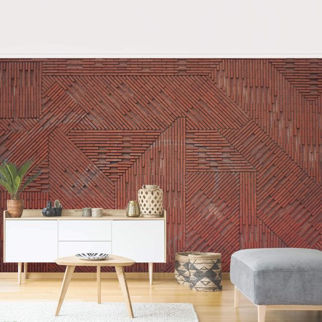 Wanddeko Wohnzimmer Design Ziegelstein Rot