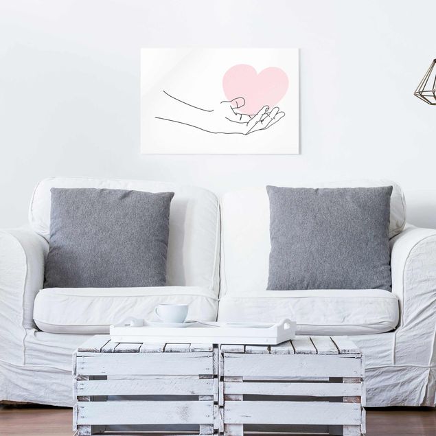 Wanddeko Schlafzimmer Hand mit Herz Line Art