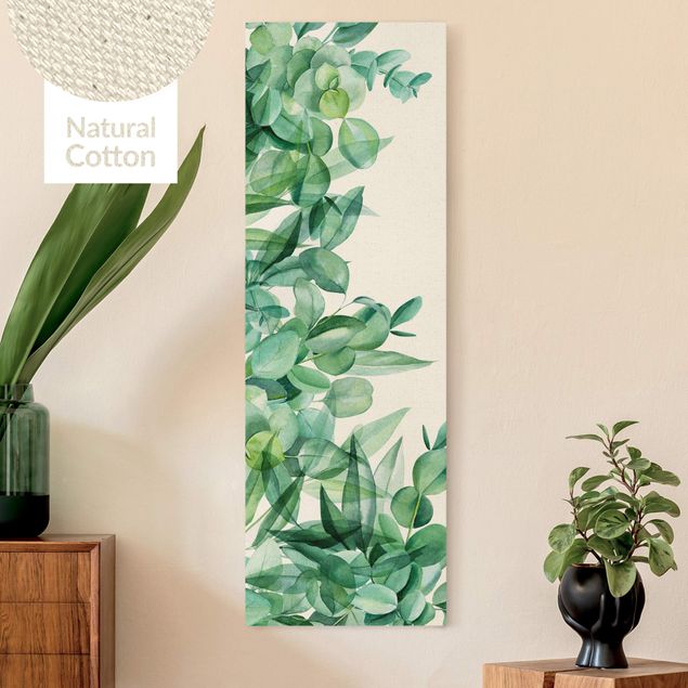 Wanddeko Wohnzimmer Dickicht Eukalyptusblätter Aquarell