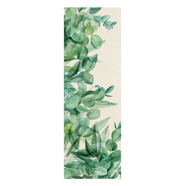 Wanddeko über Sofa Dickicht Eukalyptusblätter Aquarell