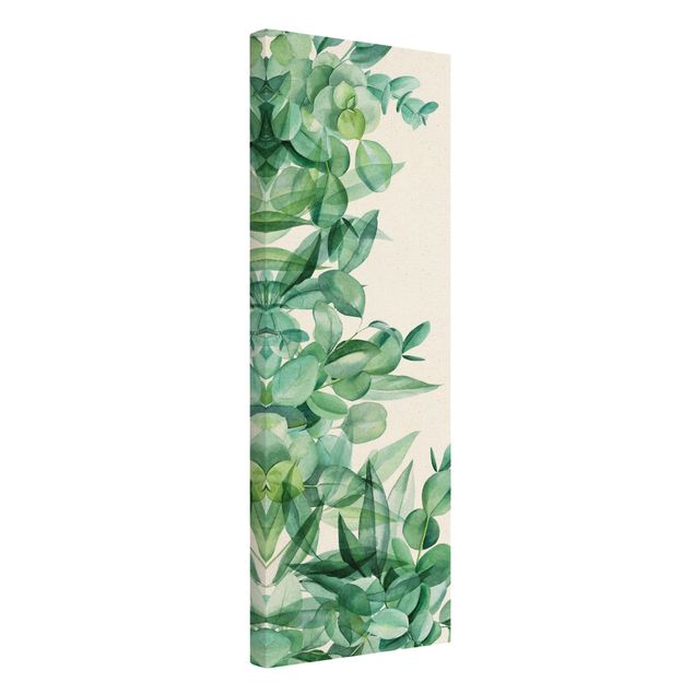 Wanddeko Praxis Dickicht Eukalyptusblätter Aquarell