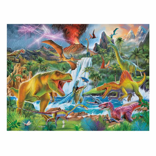 Wohndeko Dinosaurier Dinosaurier im Urzeitgewitter