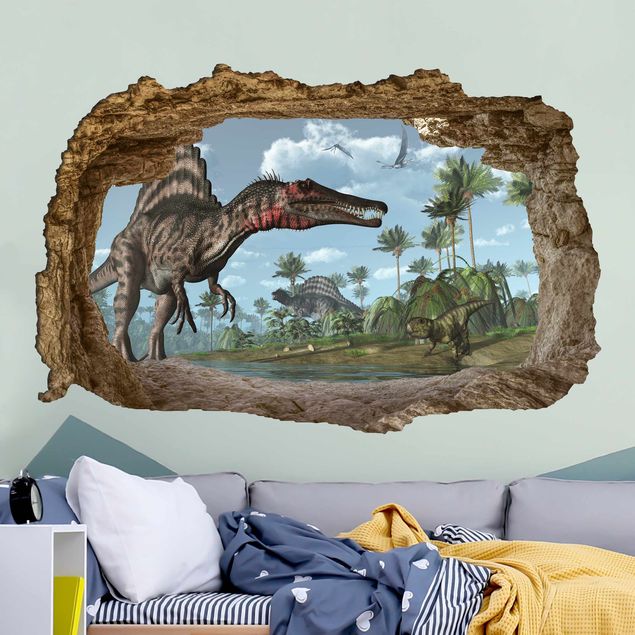 Wanddeko 3D Dinosaurier Landschaft