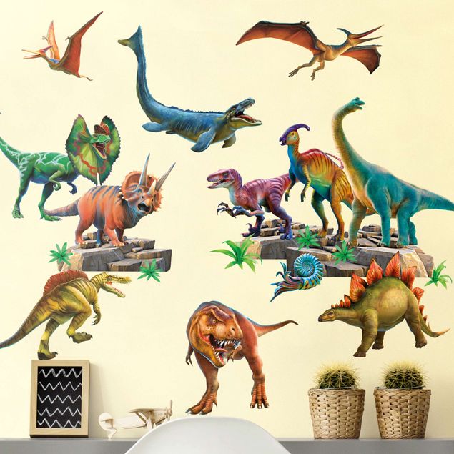 Wanddeko bunt Dinosaurier Mega Set