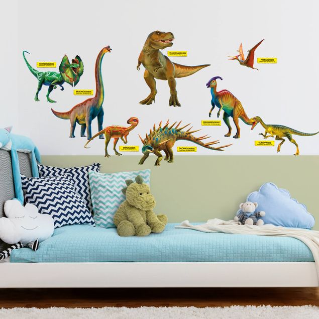 Wanddeko Büro Dinosaurier Set mit Namensschildern