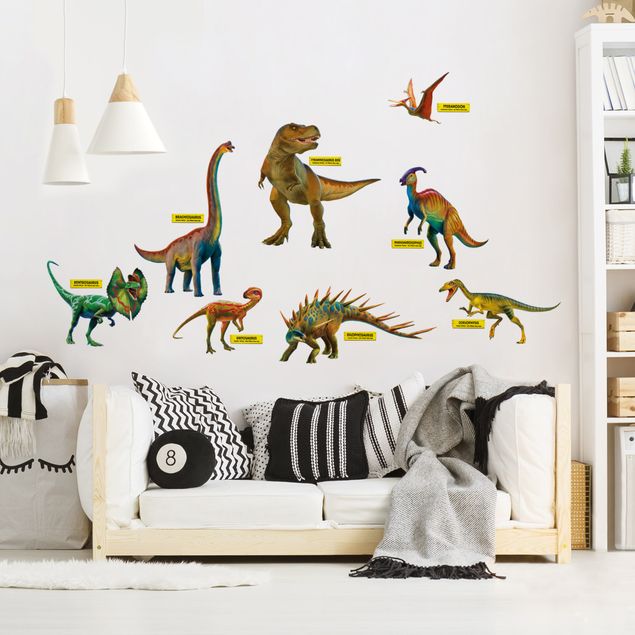 Wanddeko Jungenzimmer Dinosaurier Set mit Namensschildern