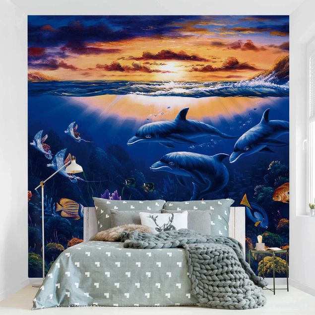 Wanddeko Wohnzimmer Dolphins World