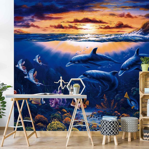Wanddeko Schlafzimmer Dolphins World