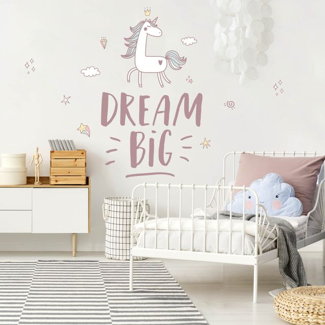 Wanddeko Babyzimmer Dream Big Einhorn