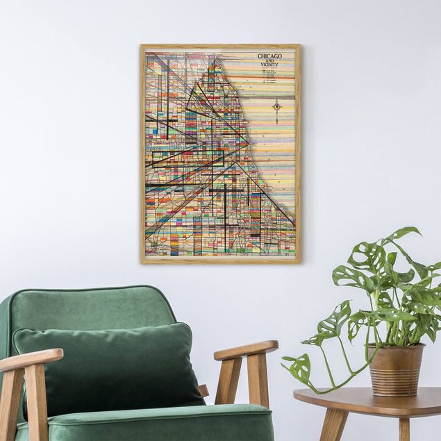 Wanddeko Wohnzimmer Moderne Karte von Chicago