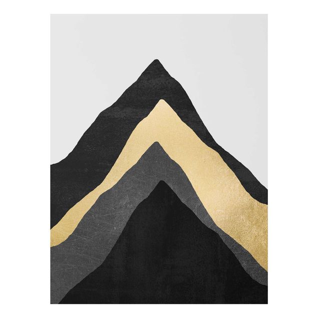 Wanddeko Esszimmer Goldener Berg Schwarz Weiß