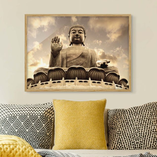 Wanddeko beige Großer Buddha Sepia
