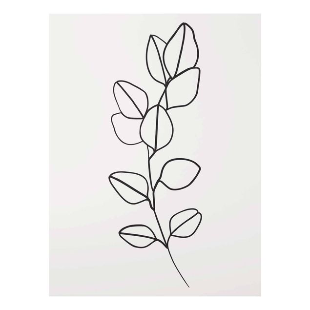 Wanddeko Esszimmer Line Art Zweig Blätter Schwarz Weiß