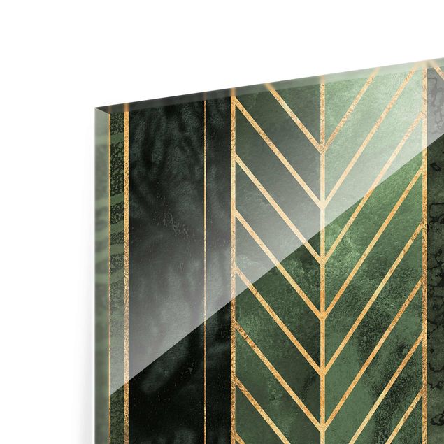 Wanddeko Treppenhaus Geometrische Formen Smaragd Gold