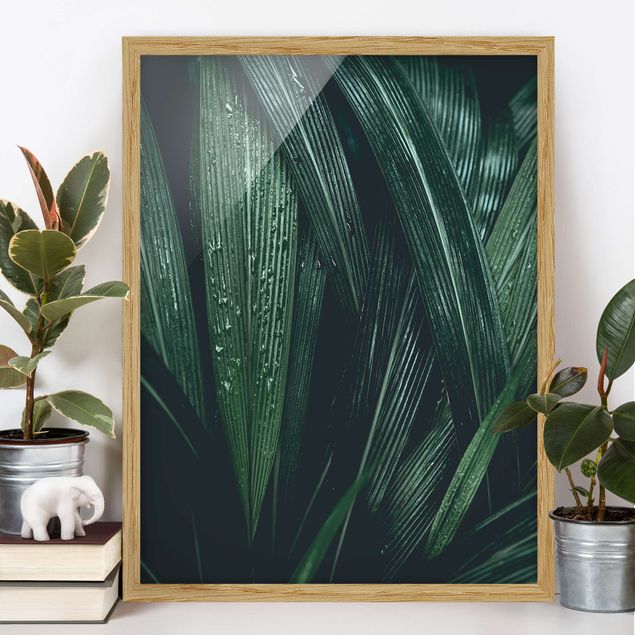 Wanddeko Wohnzimmer Grüne Palmenblätter
