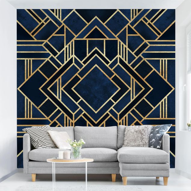 geometrische Tapete Art Deco Gold