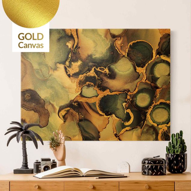 Wanddeko Schlafzimmer Marmor Aquarell mit Gold