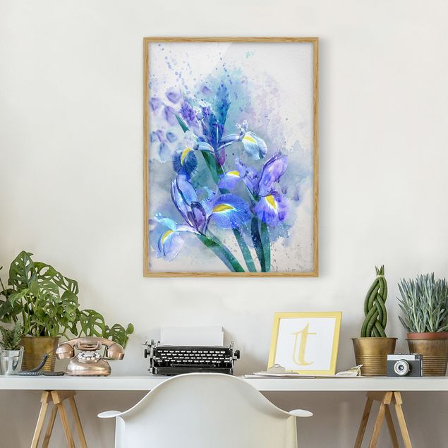 Wanddeko Wohnzimmer Aquarell Blumen Iris