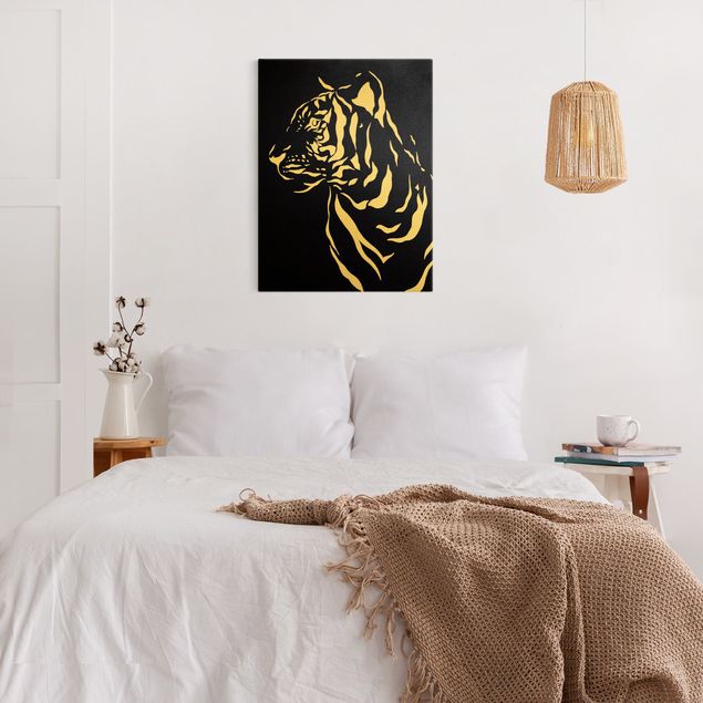Wanddeko über Sofa Safari Tiere - Portrait Tiger Schwarz