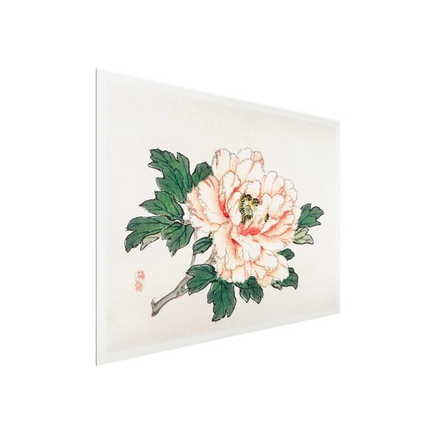Wanddeko Flur Asiatische Vintage Zeichnung Rosa Chrysantheme