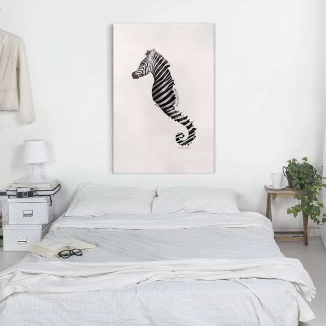 Wanddeko Wohnzimmer Seepferdchen mit Zebrastreifen