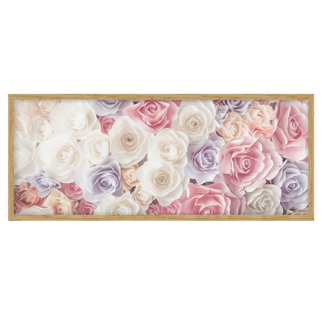 Wanddeko Blume Pastell Paper Art Rosen