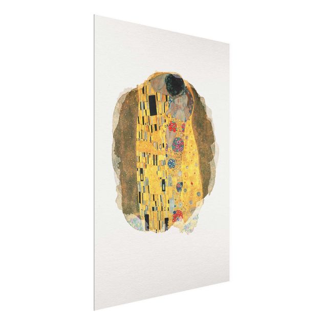Wanddeko Schlafzimmer Wasserfarben - Gustav Klimt - Der Kuss