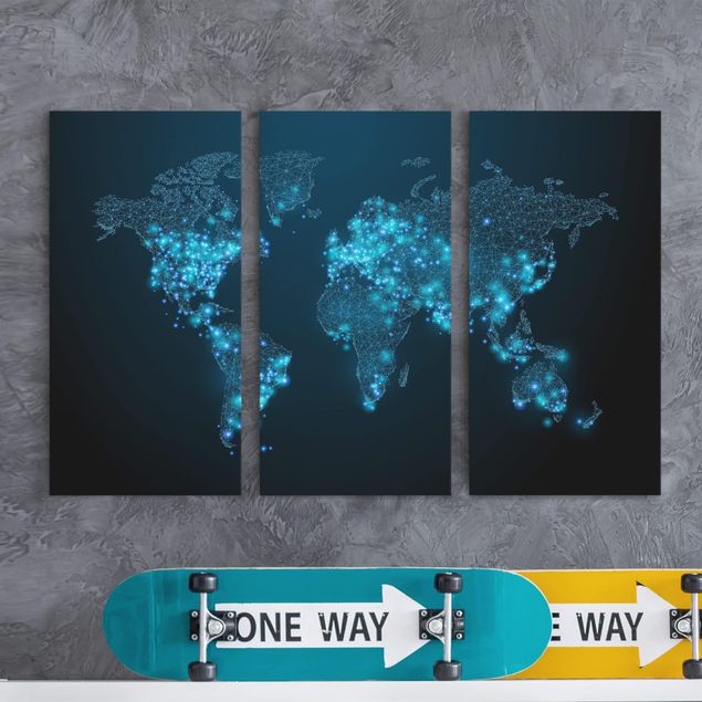 Wanddeko Wohnzimmer Connected World Weltkarte