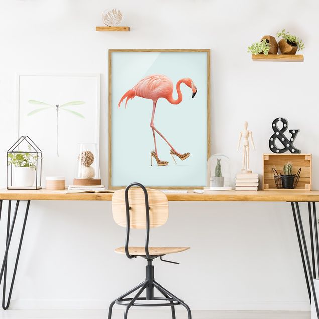 Wanddeko Schlafzimmer Flamingo mit High Heels