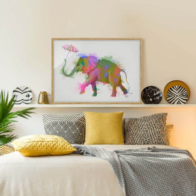 Wanddeko Wohnzimmer Regenbogen Splash Elefant