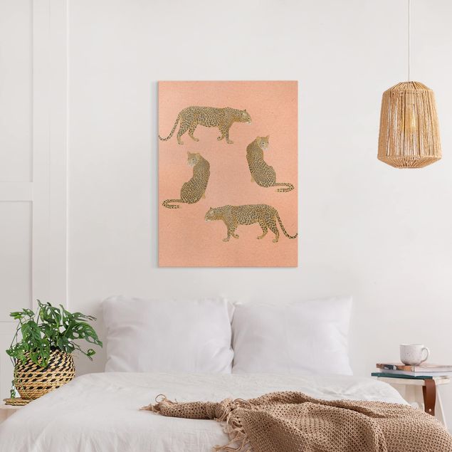 Wanddeko Schlafzimmer Illustration Leoparden Rosa Malerei