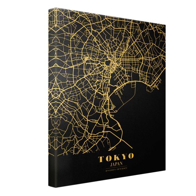 Wandbilder Tokyo Stadtplan Tokyo - Klassik Schwarz