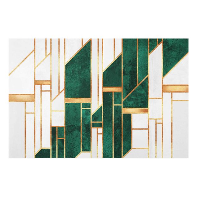 Wanddeko Büro Emerald und Gold Geometrie