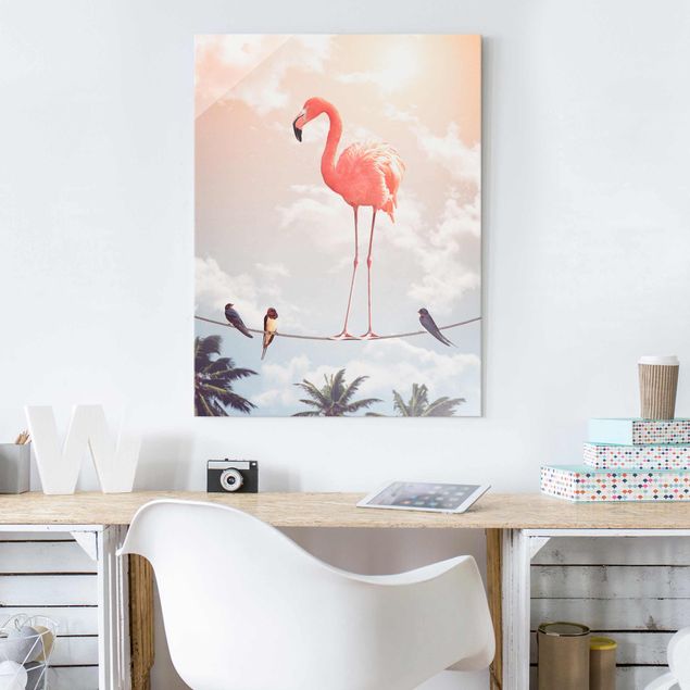 Wanddeko Schlafzimmer Himmel mit Flamingo