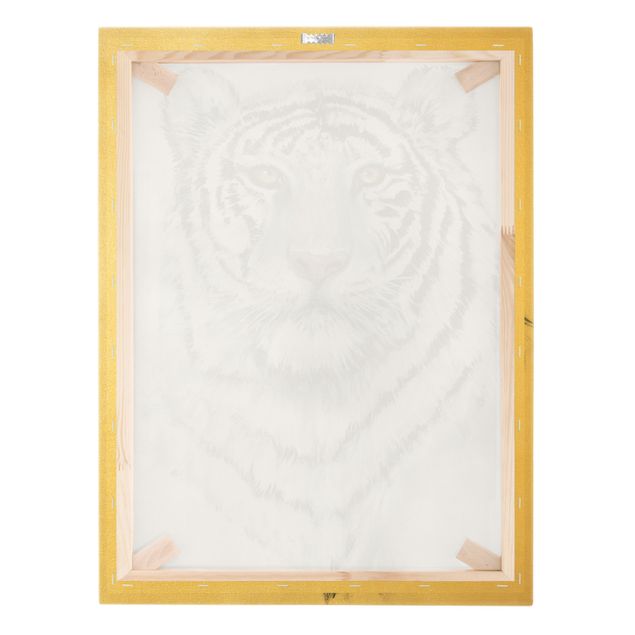 Wanddeko über Sofa Portrait Weißer Tiger I
