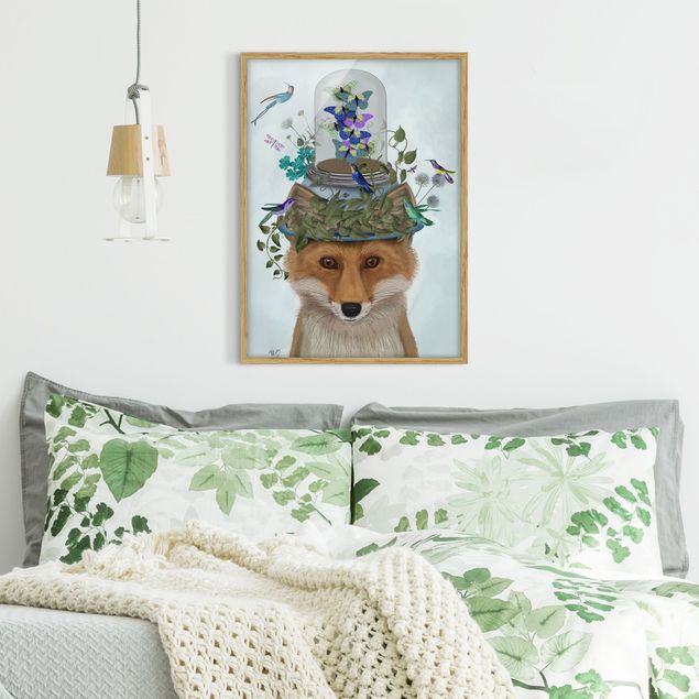 Wanddeko Schlafzimmer Fuchs mit Schmetterlingshut