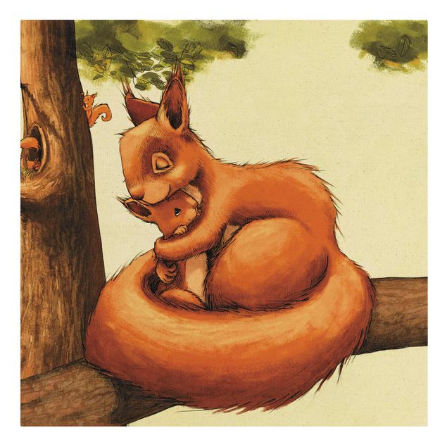 Wohndeko Illustration Einhörnchen Mama