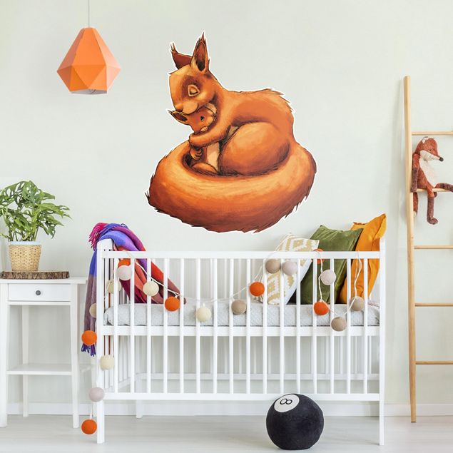 Wanddeko Babyzimmer Einhörnchen Mama
