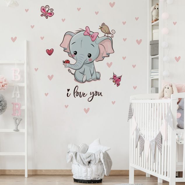Wanddeko Babyzimmer Elefant I love You