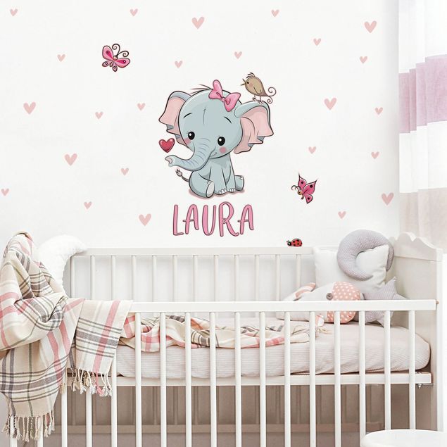 Wanddeko Babyzimmer Elefant mit Wunschname