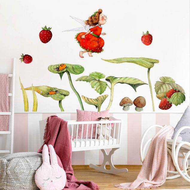 Wanddeko Büro Erdbeerinchen Erdbeerfee - Blätter und Erdbeeren
