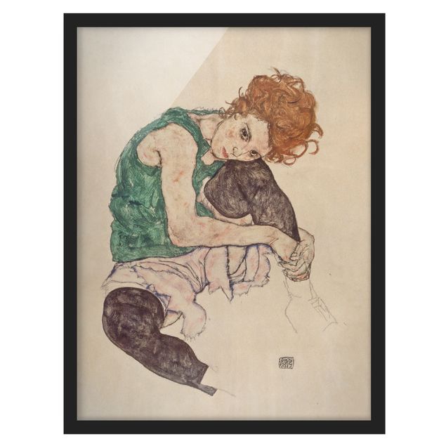 Wanddeko Schlafzimmer Egon Schiele - Sitzende Frau mit hochgezogenem Knie