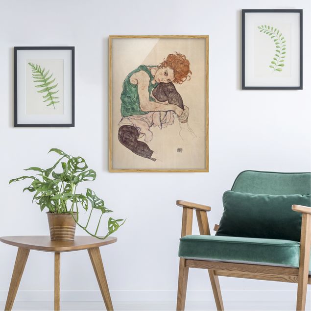 Wanddeko gelb Egon Schiele - Sitzende Frau mit hochgezogenem Knie