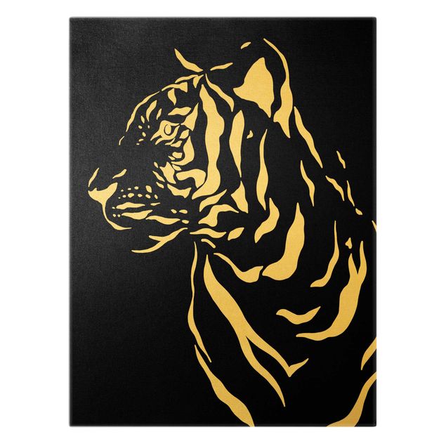 Wanddeko schwarz Safari Tiere - Portrait Tiger Schwarz