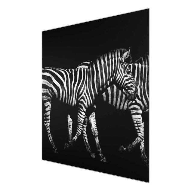 Wanddeko über Sofa Zebra vor Schwarz