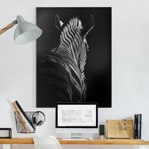 Wanddeko Wohnzimmer Dunkle Zebra Silhouette