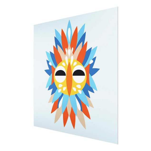 Wanddeko Jugendzimmer Collage Ethno Maske - Papagei